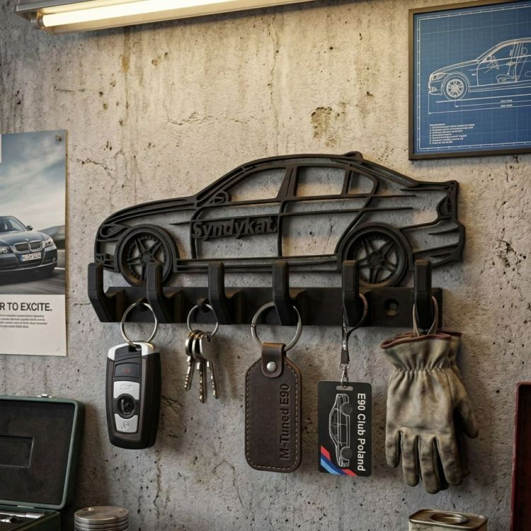 Wieszak na klucze BMW E90 Syndykat prezent dla fana BMW gadżet do domu i garażu ozdoba seria 3.jpg