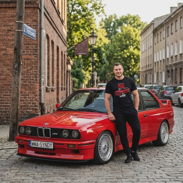Koszulka BMW E30 M3 coupe Tu zaczyna się PASJA Syndykat czarna tshirt prezent dla fana Mpower.jpg