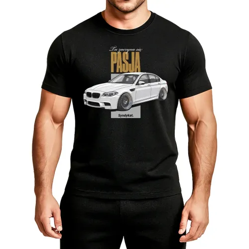 Koszulka T-Shirt BMW F10 M5 F11 czarna prezent dla fana.webp