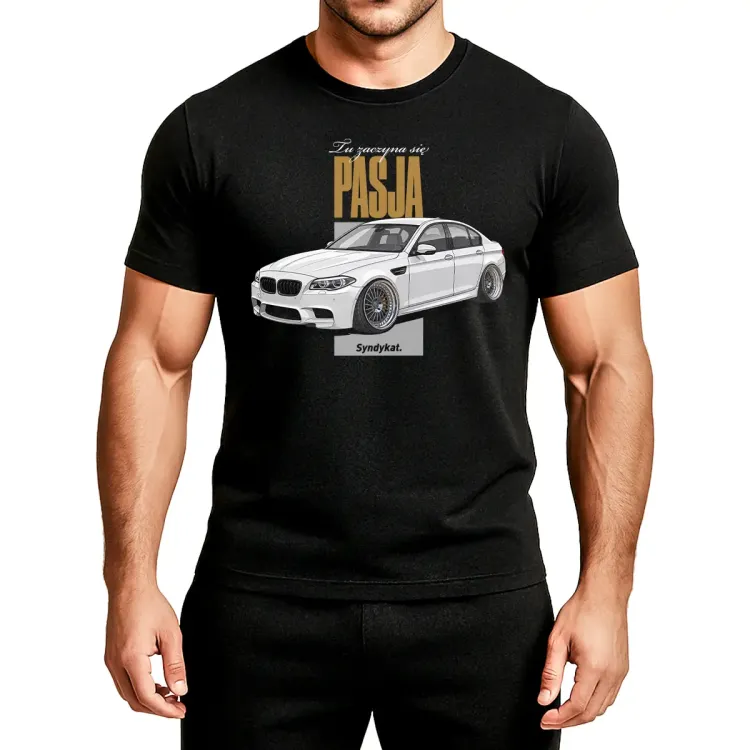 Koszulka T-Shirt BMW F10 M5 F11 czarna prezent dla fana.webp