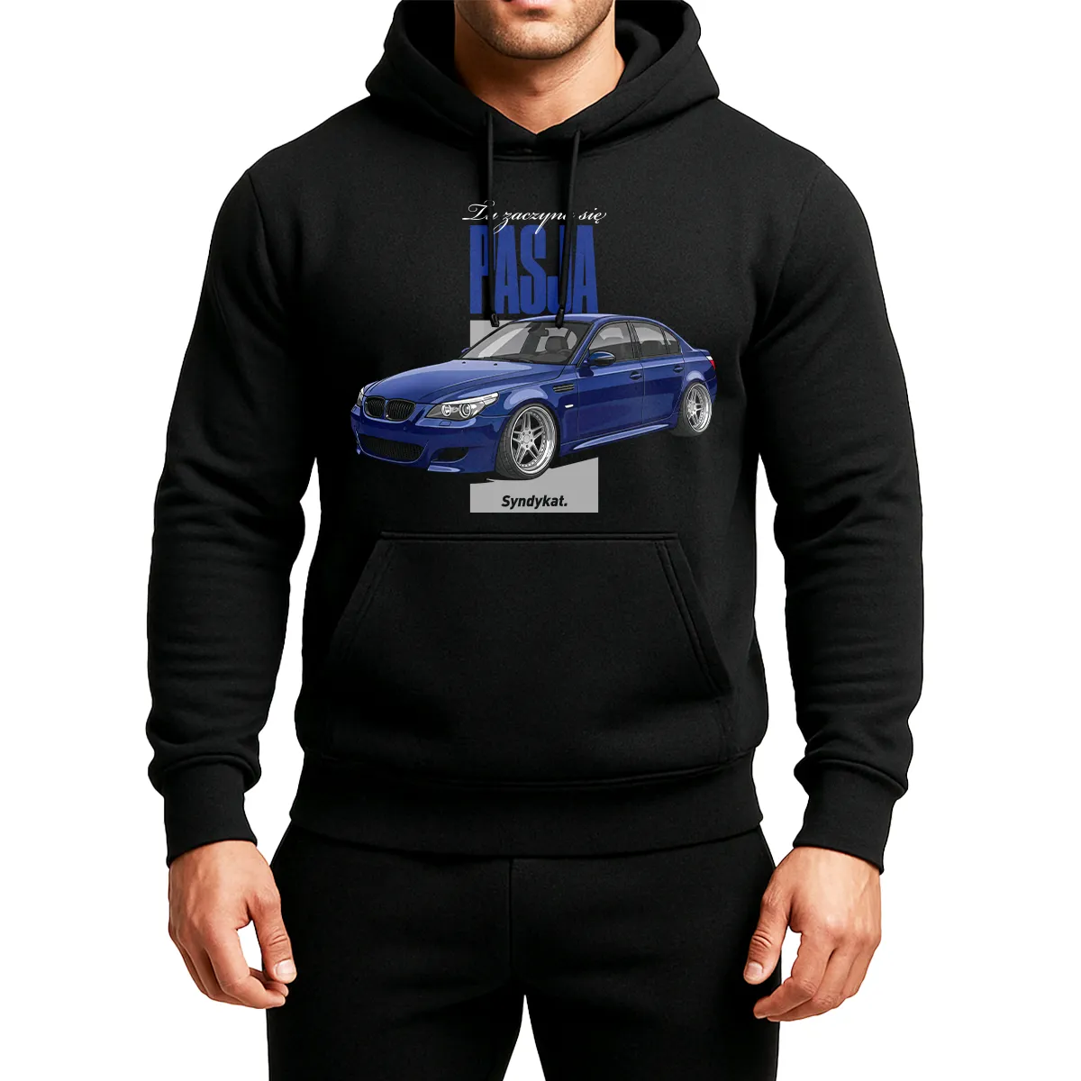 BLUZA BMW E60 E61 M5 Z KAPTUREM CZARNA SYNDYKAT PREZENT DLA FANA BMW