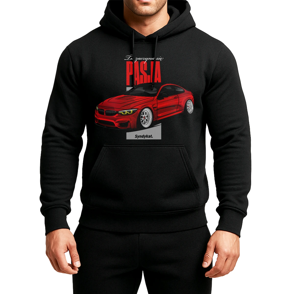BLUZA BMW M4 F82 Z KAPTUREM CZARNA SYNDYKAT PREZENT DLA FANA BMW