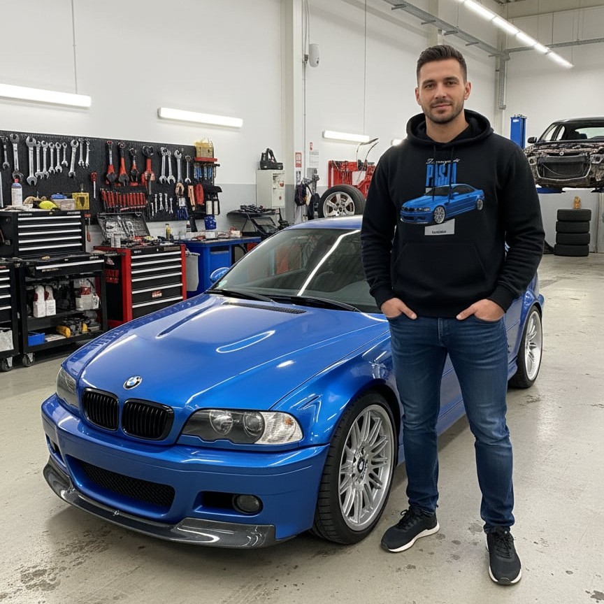 BLUZA BMW M3 E46 COUPE Z KAPTUREM CZARNA SYNDYKAT PREZENT DLA FANA BMW